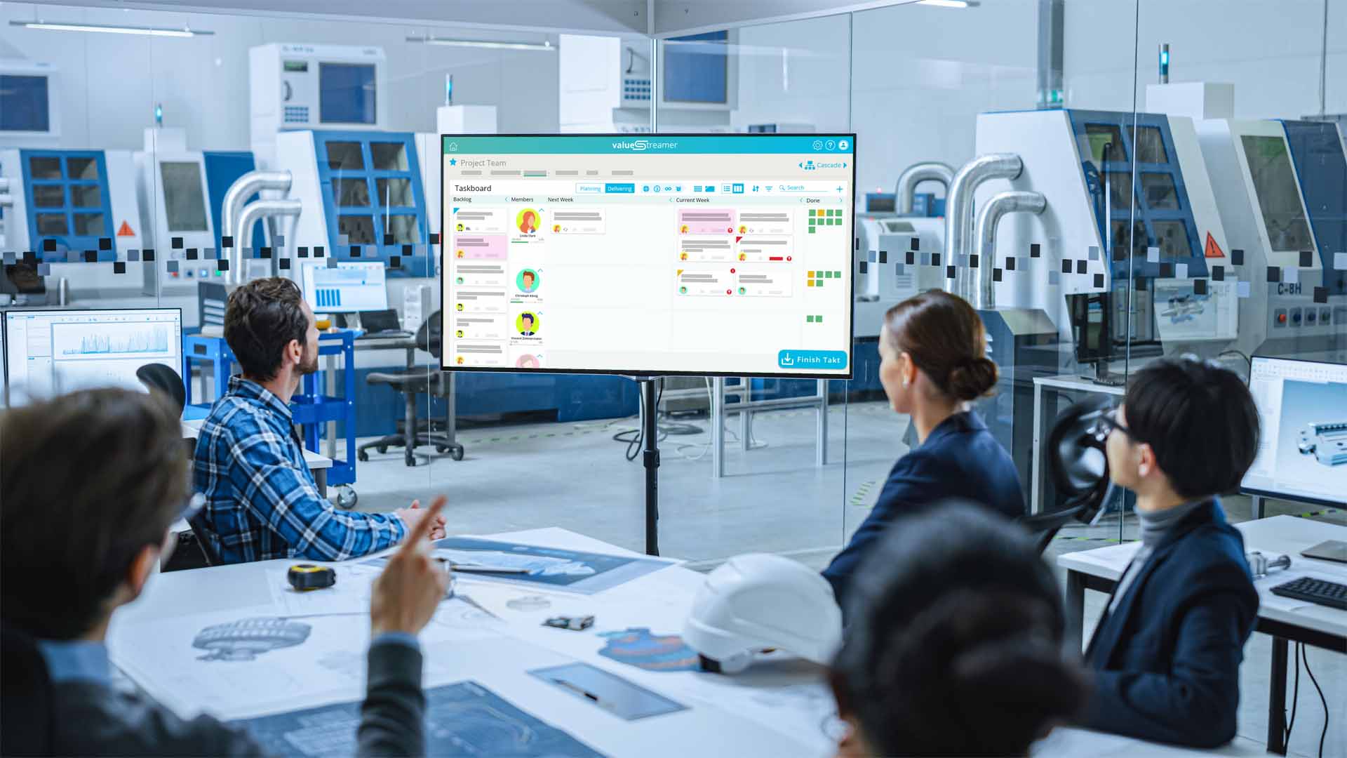 Digital Shopfloor Board is used by manager in meeting